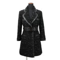 CHANEL Tweed Coat Size 38 BlackP57222 Acryl35% Polyester23% Nylon20% Cotton11% Wool 8% Rayon3% Leather