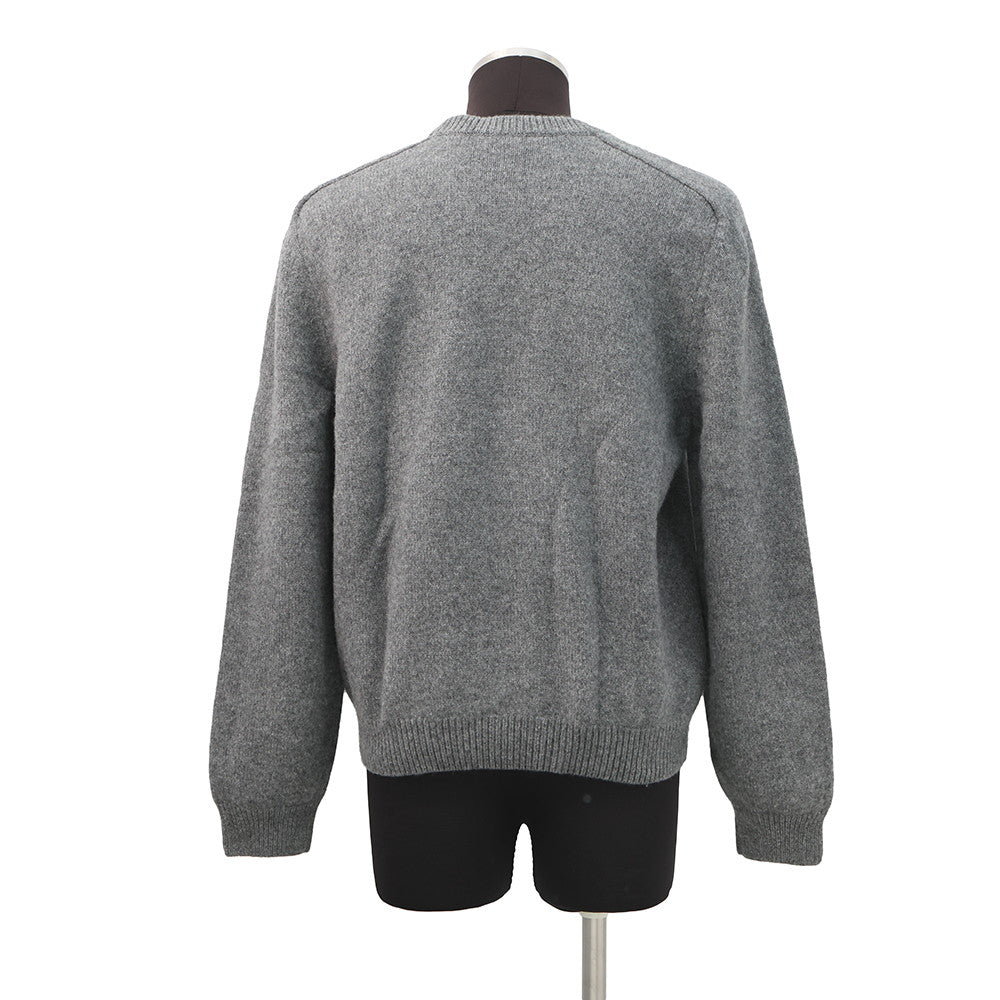CELINE Triomphe Knit Sweater Size XL Gray/Off-white2AC85048T Wool 90% Cashmere10%