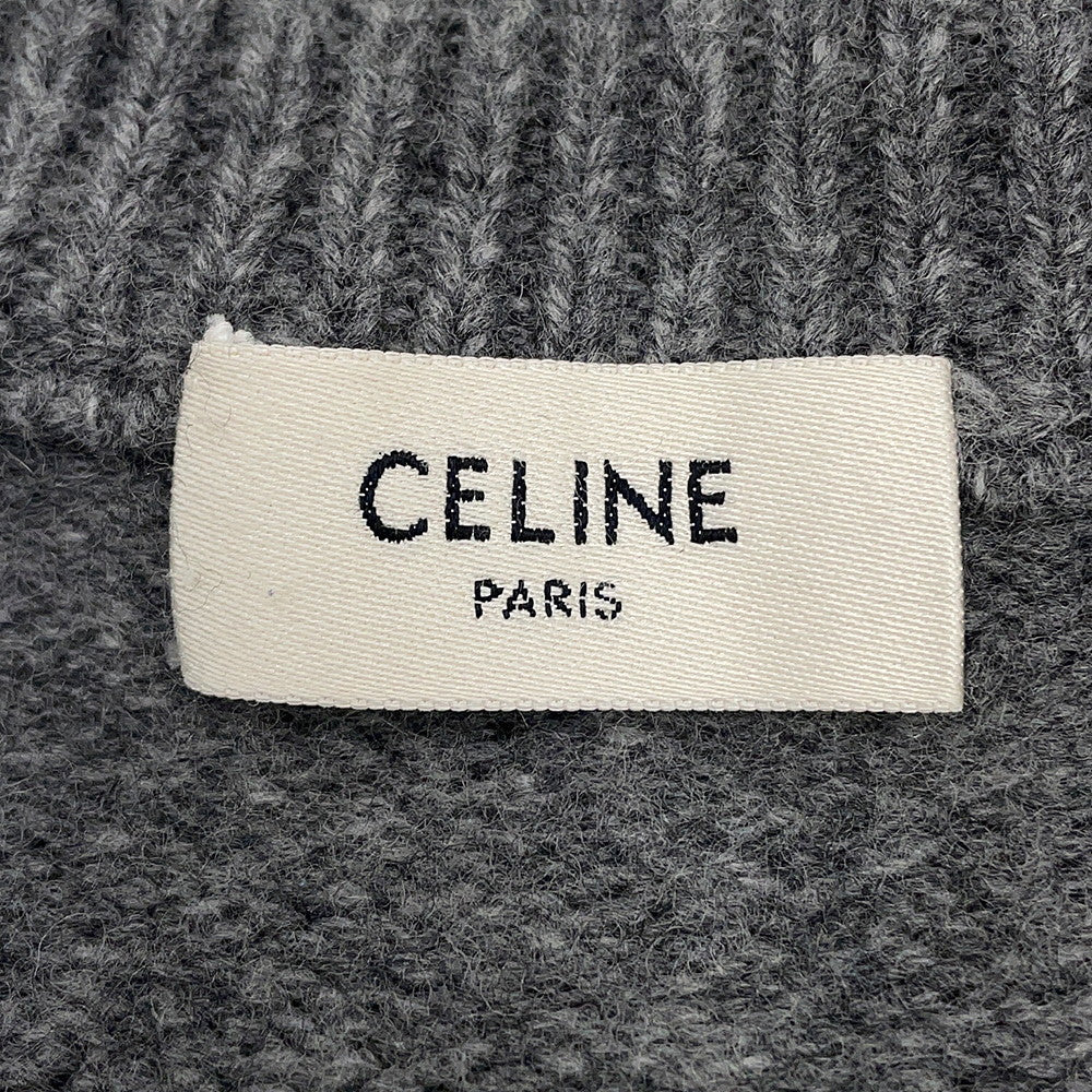 CELINE Triomphe Knit Sweater Size XL Gray/Off-white2AC85048T Wool 90% Cashmere10%