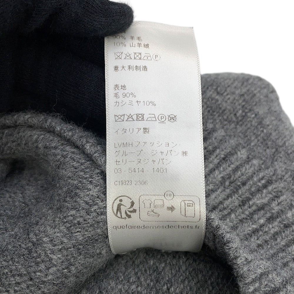 CELINE Triomphe Knit Sweater Size XL Gray/Off-white2AC85048T Wool 90% Cashmere10%
