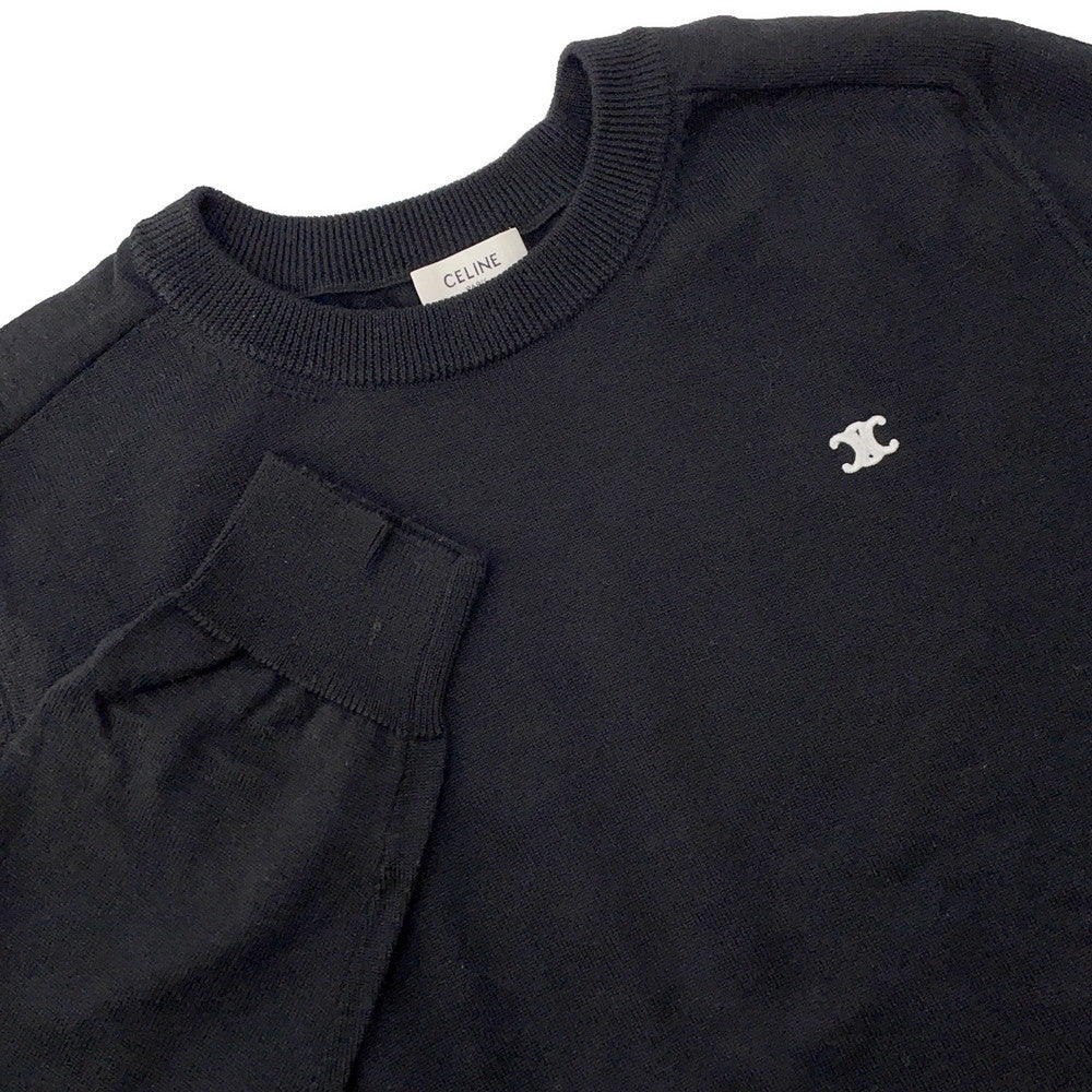 CELINE Triomphe crew neck sweater Size L Black2AH80322U Wool 100%