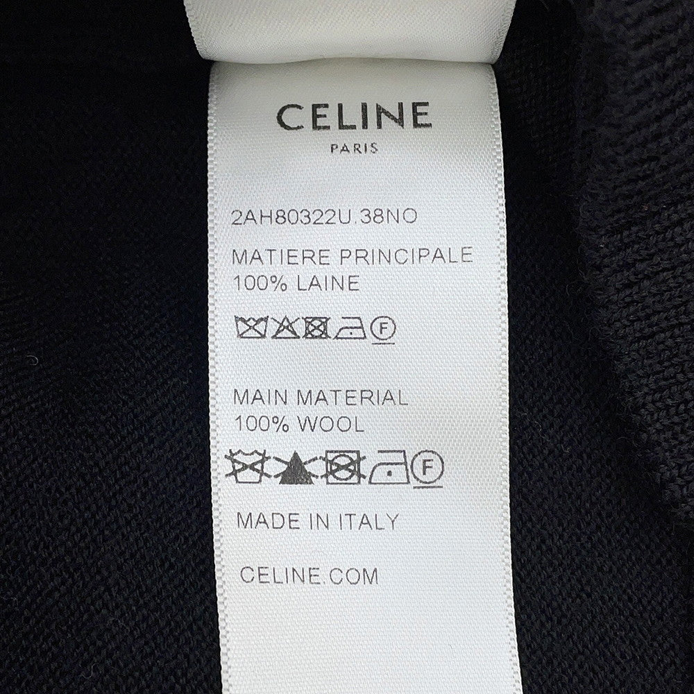 CELINE Triomphe crew neck sweater Size L Black2AH80322U Wool 100%