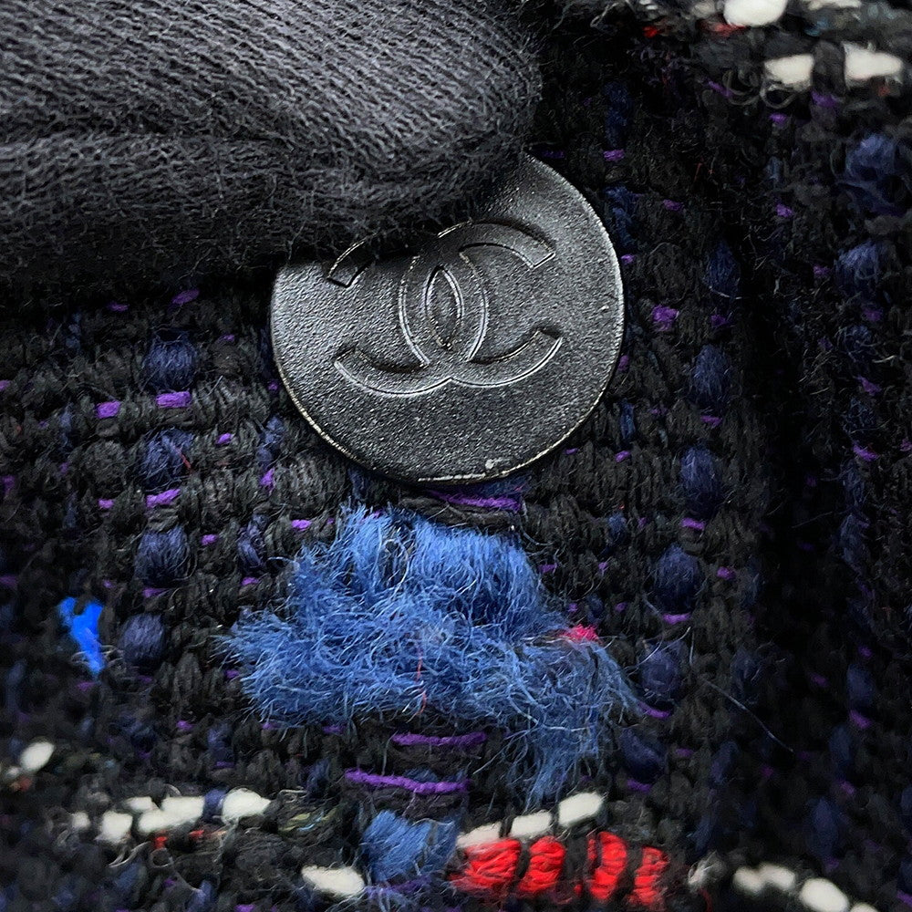 CHANEL Tweed Soutien Collar Coat Size 36 Navy/MulticolorP42157 Wool 36% Cotton31% Acryl26% Nylon7%