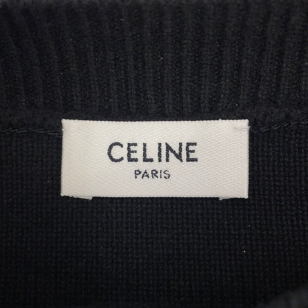 CELINE logo boat neck sweater Size XS Black / Off-whiteRY06J0U62.38OW Wool 53% Cashmere47%