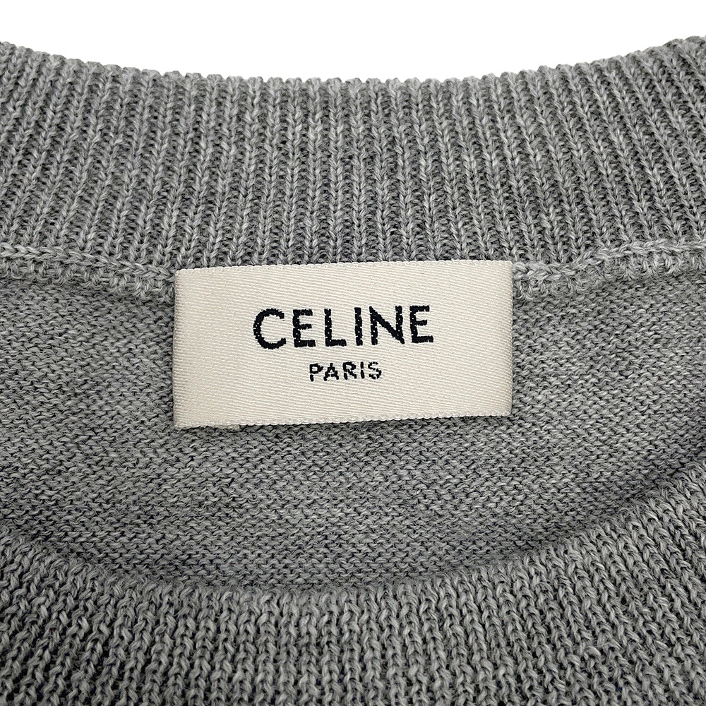 CELINE Triomphe crew neck sweater Size XS Medium Gray2AH80322U.09GM Wool 100%