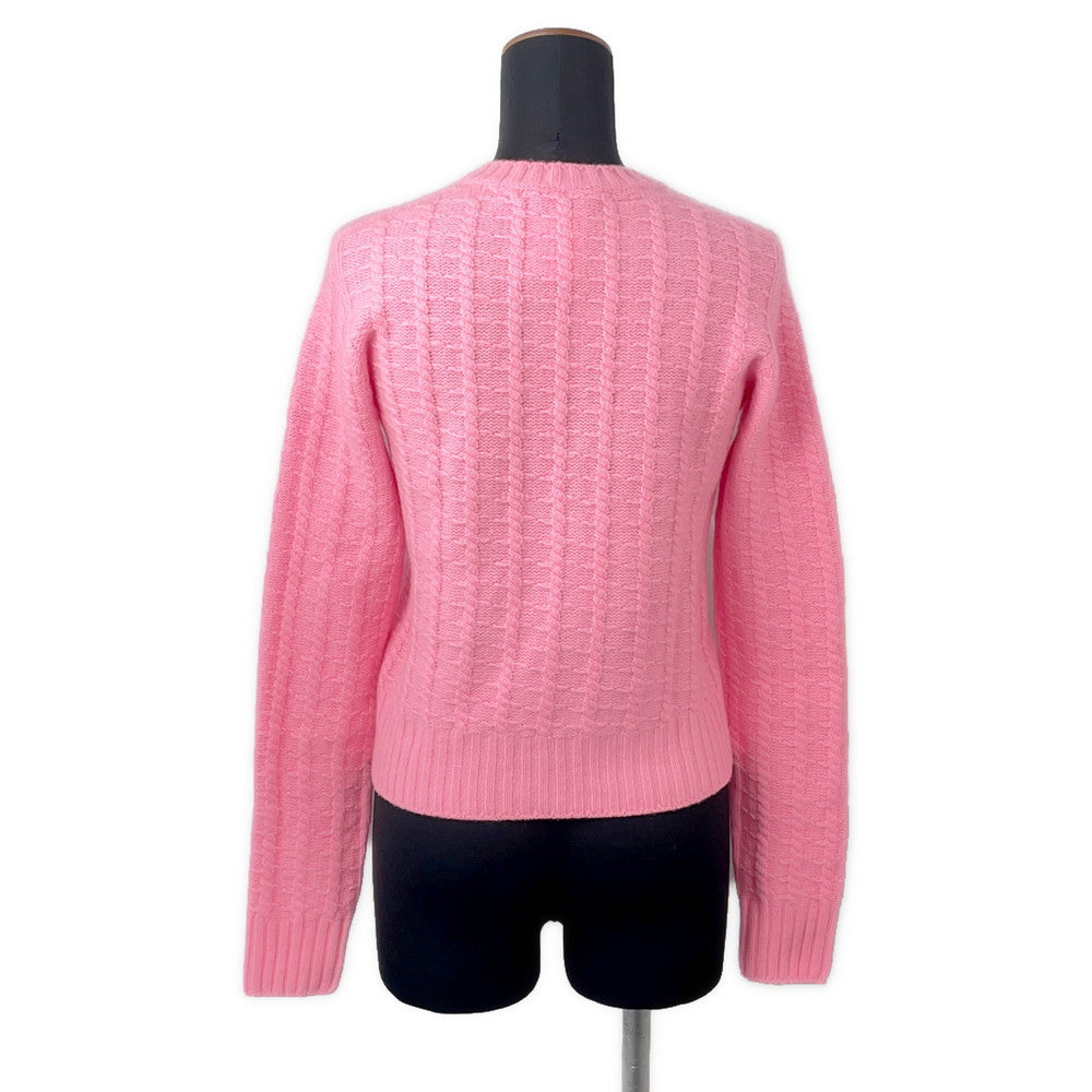 CHANEL Knit Top Sweater with CC Logo Size 36 PinkP75341 Wool 50% Cashmere50%