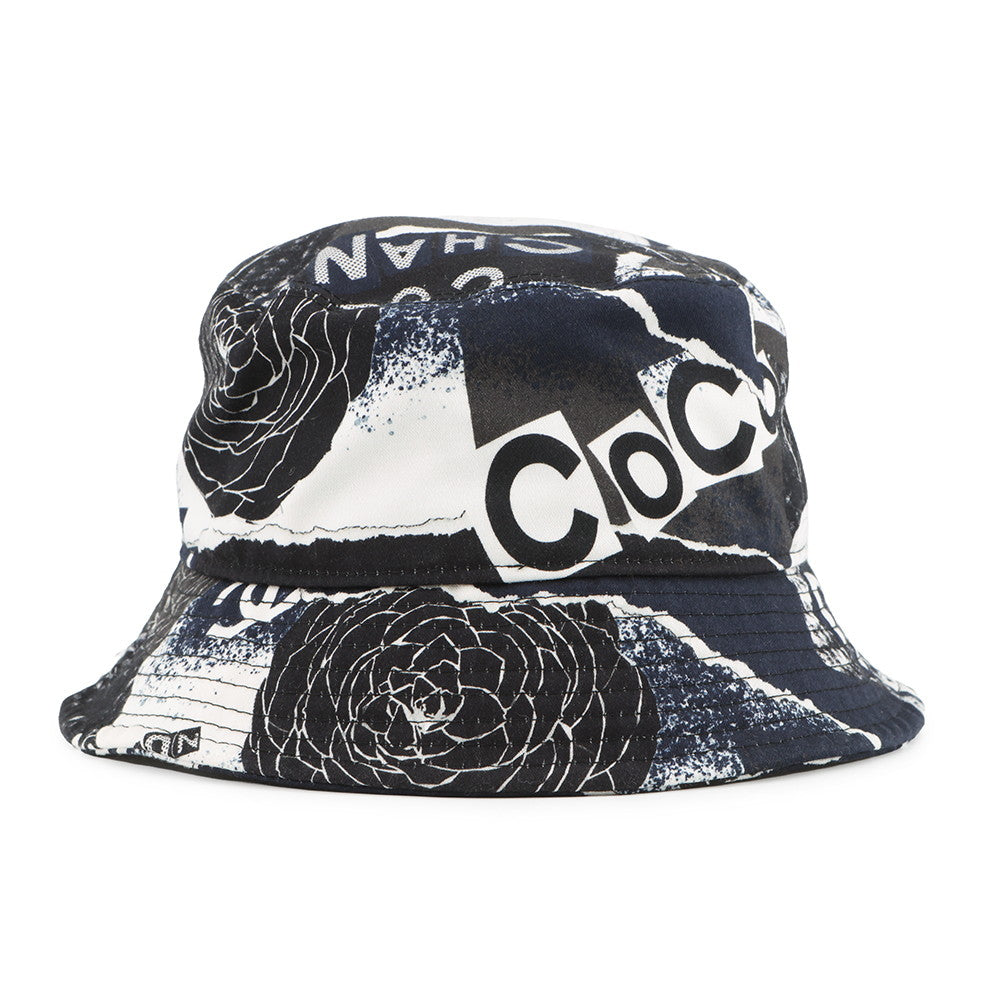 CHANEL Camellia bucket hat Size M Black/White Cotton 100%