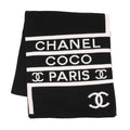 CHANEL CC Logo Large Scarf Black/White/Pink Cashmere100%