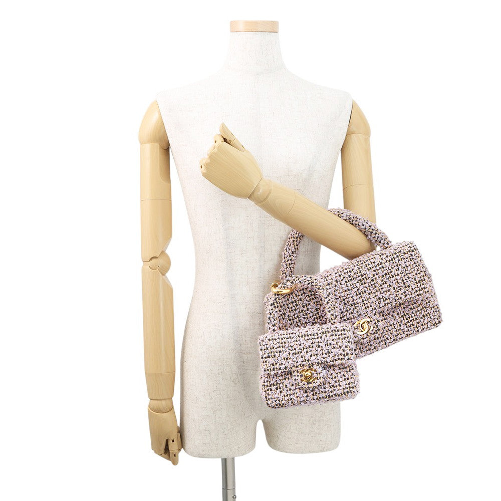 CHANEL Parent-child Bag Purple Tweed