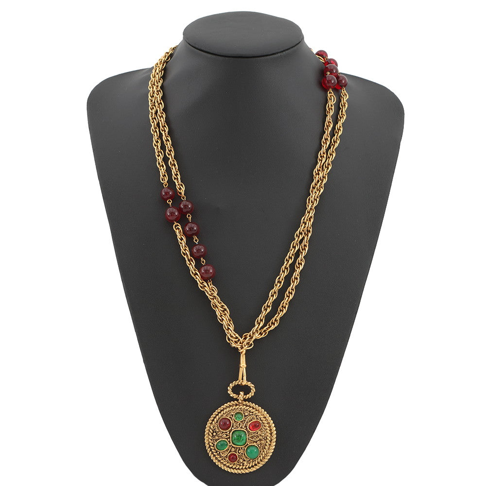 CHANEL Gripoa Double Necklace Gold Gold Plated