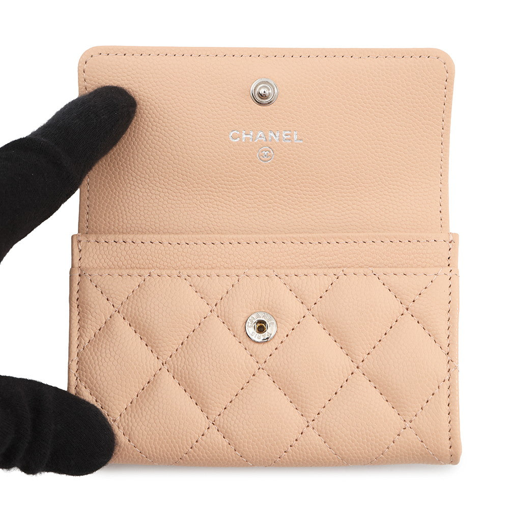 CHANEL Matelasse CC Logo Card Case BeigeAP4333 Caviar Leather