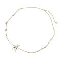 CHANEL CC Logo Bambi Motif Long Necklace Gold Plated Rhinestone Faux Pearl