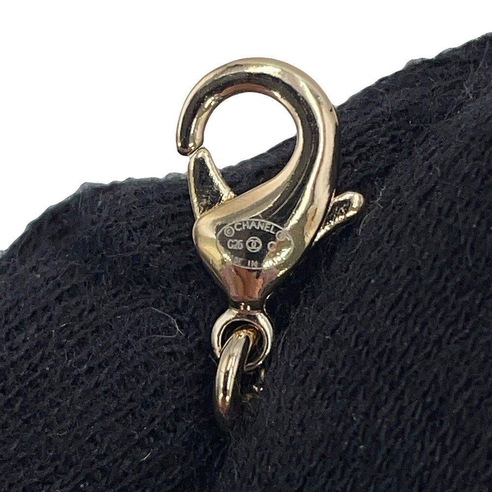 CHANEL CC Logo Bambi Motif Long Necklace Gold Plated Rhinestone Faux Pearl
