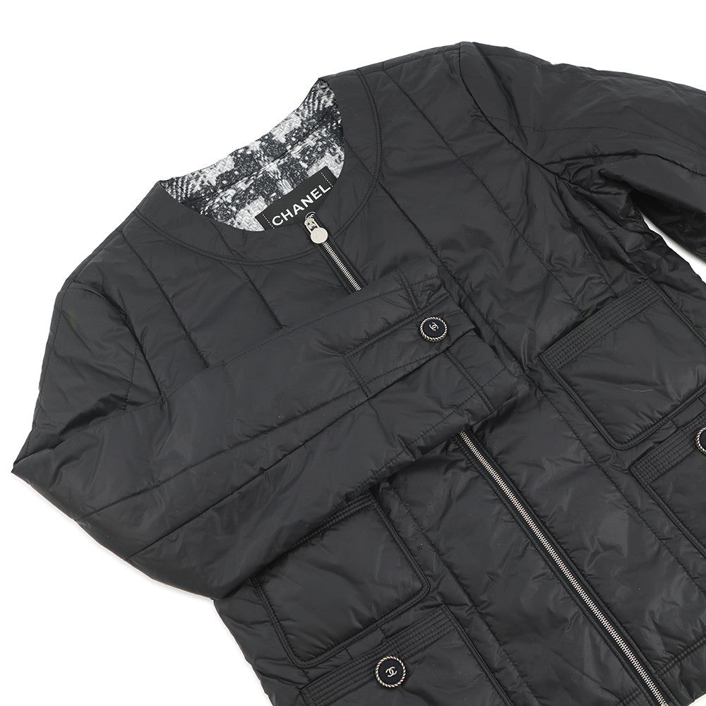 CHANEL COCO Button Collarless Quilted Jacket Size 36 BlackP46944 Nylon 98% Polyethylene 2%