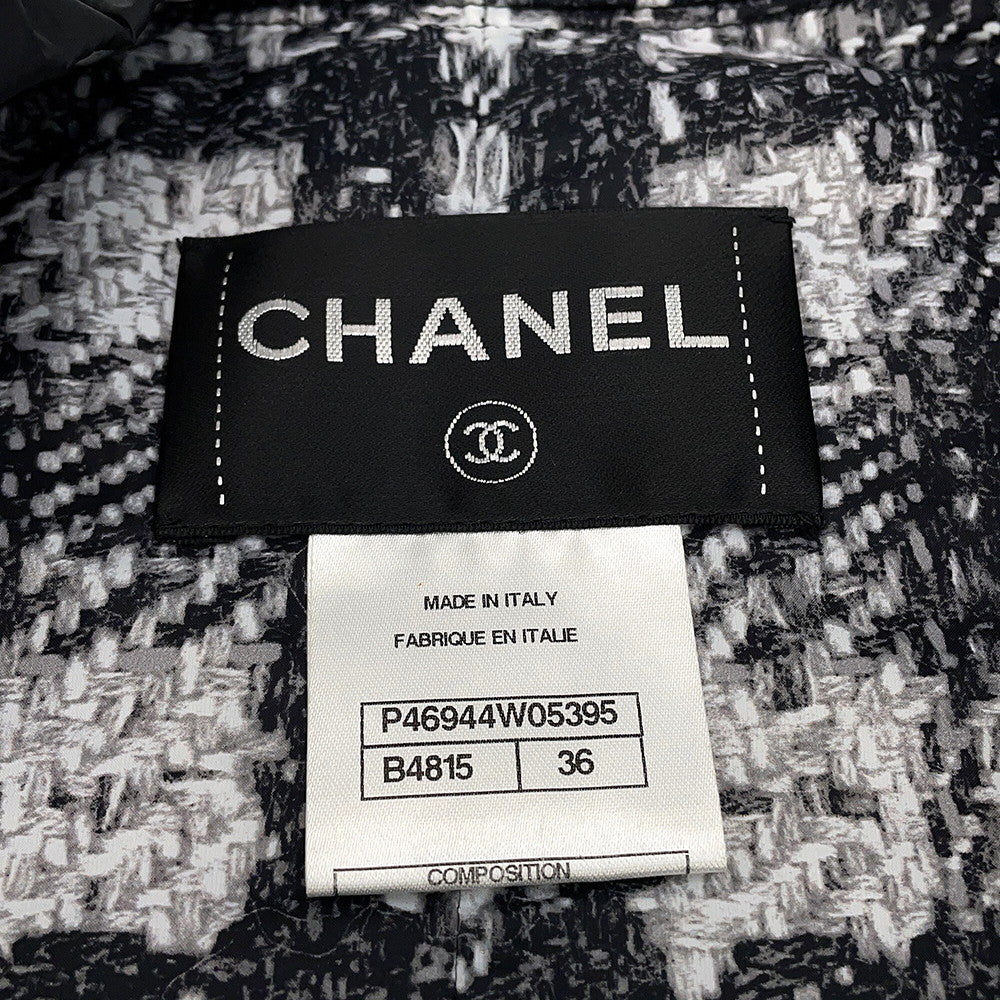 CHANEL COCO Button Collarless Quilted Jacket Size 36 BlackP46944 Nylon 98% Polyethylene 2%