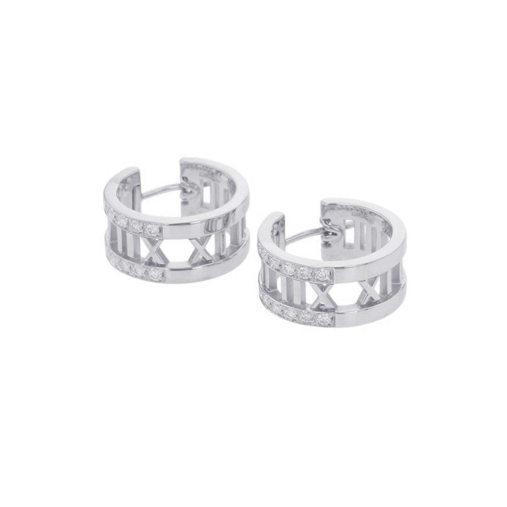 TIFFANY&Co. Atlas Open-A Earrings 18K White Gold