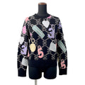 CHANEL Logo sweateater Size 36 Black/MulticolorP72298 Cashmere99% Elastine1%