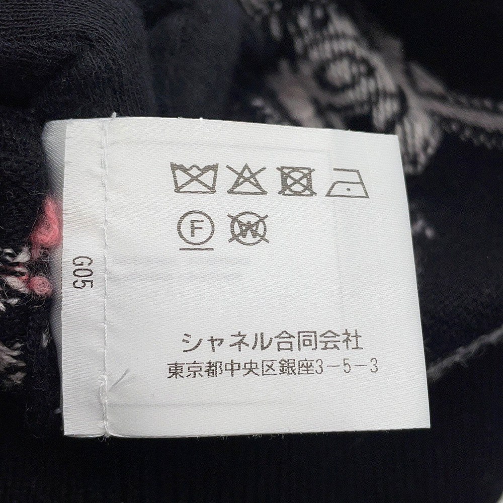 CHANEL Logo sweateater Size 36 Black/MulticolorP72298 Cashmere99% Elastine1%