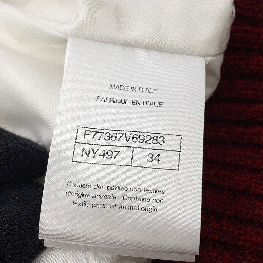 CHANEL Tweed CC Logo Down Vest Size 34 Red/BeigeP77367 Mohair43% Wool41% Polyester9% Nylon5% Linen2%