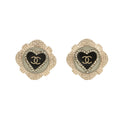 CHANEL CC Logo Square Earrings BlackAB6692 Metal Rhinestone