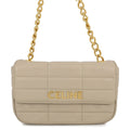 CELINE Matelasse Mono Chrome Chainshoulder Bag Beige111273EPZ Leather