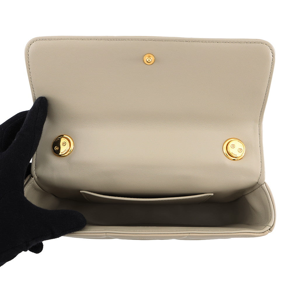 CELINE Matelasse Mono Chrome Chainshoulder Bag Beige111273EPZ Leather