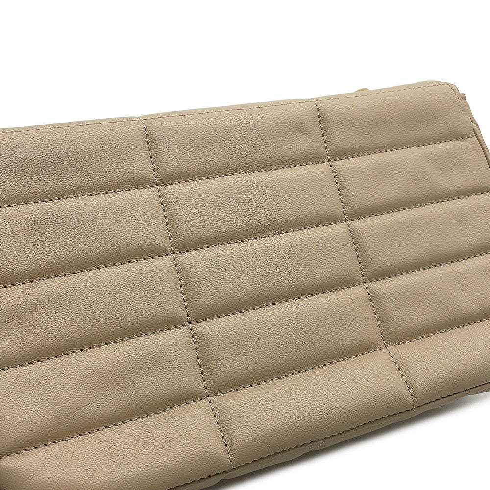 CELINE Matelasse Mono Chrome Chainshoulder Bag Beige111273EPZ Leather