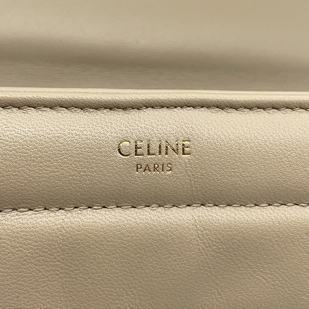 CELINE Matelasse Mono Chrome Chainshoulder Bag Beige111273EPZ Leather