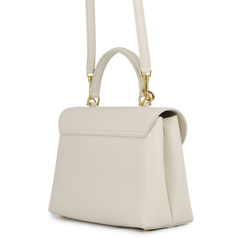 CELINE Nino Bag White117523GG2 Smooth Satined Calf Leather Size Medium