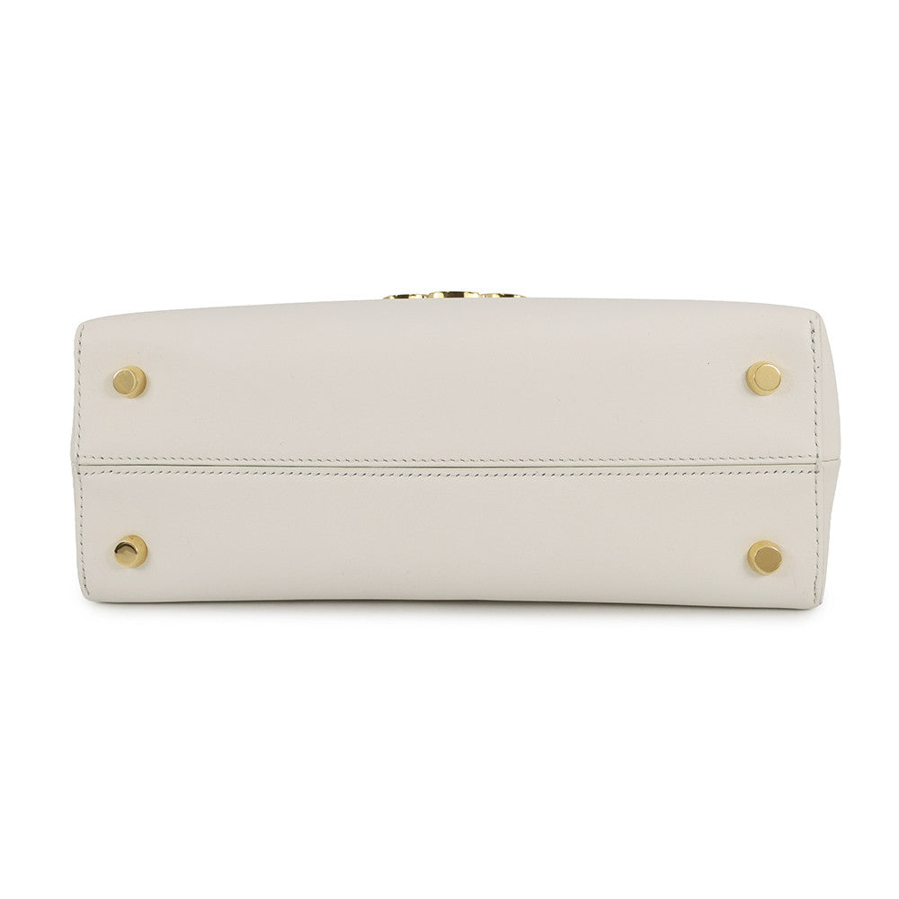 CELINE Nino Bag White117523GG2 Smooth Satined Calf Leather Size Medium