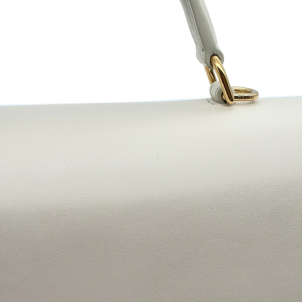 CELINE Nino Bag White117523GG2 Smooth Satined Calf Leather Size Medium