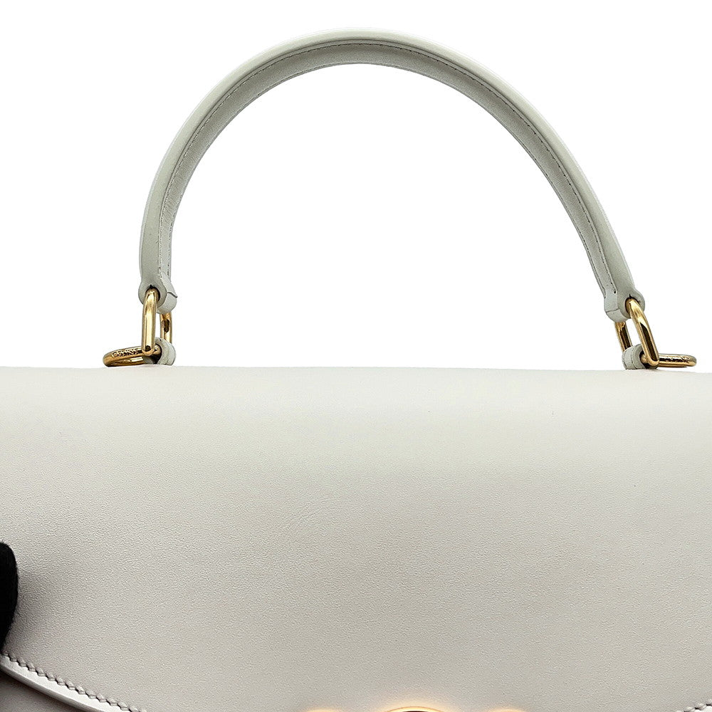 CELINE Nino Bag White117523GG2 Smooth Satined Calf Leather Size Medium