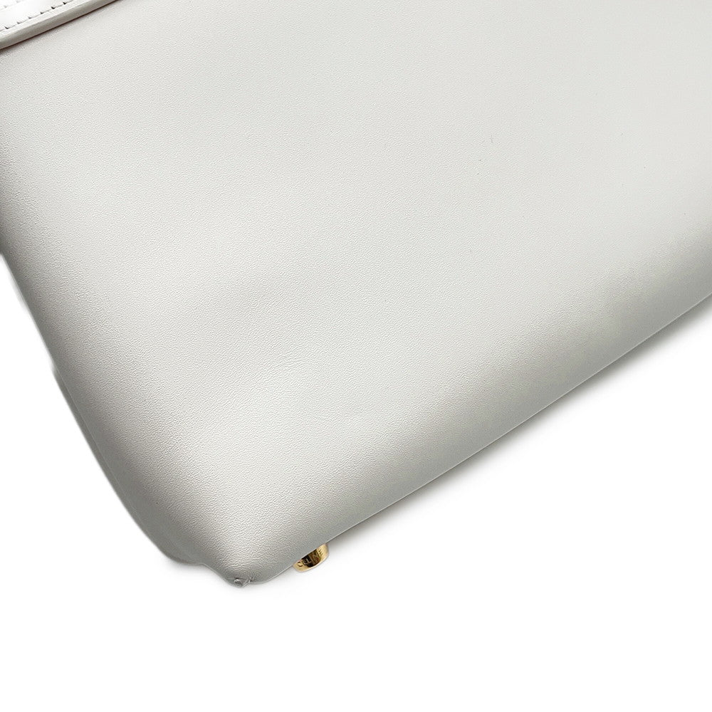 CELINE Nino Bag White117523GG2 Smooth Satined Calf Leather Size Medium