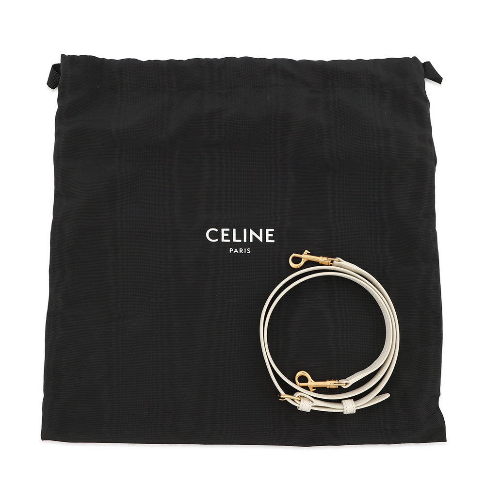 CELINE Nino Bag White117523GG2 Smooth Satined Calf Leather Size Medium