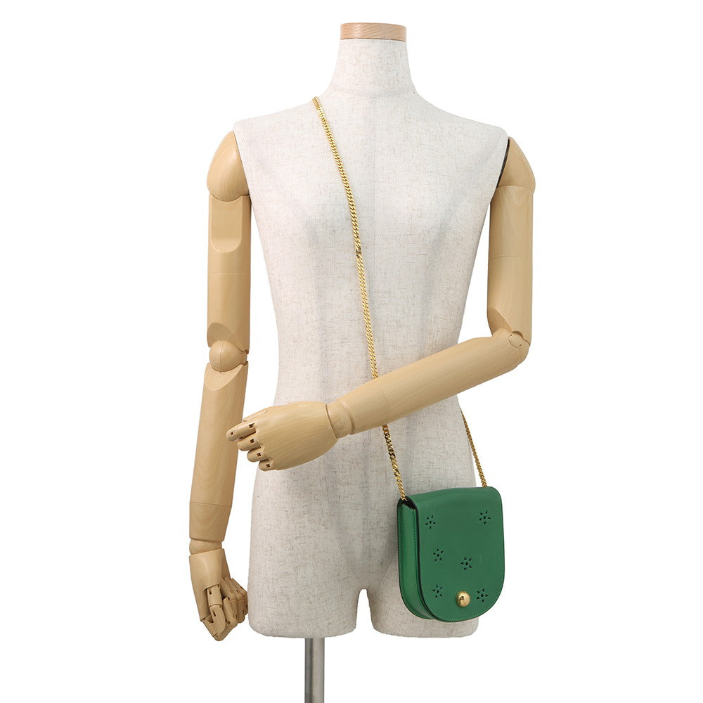 CELINE Star Ball ChainShoulder Bag Green Leather