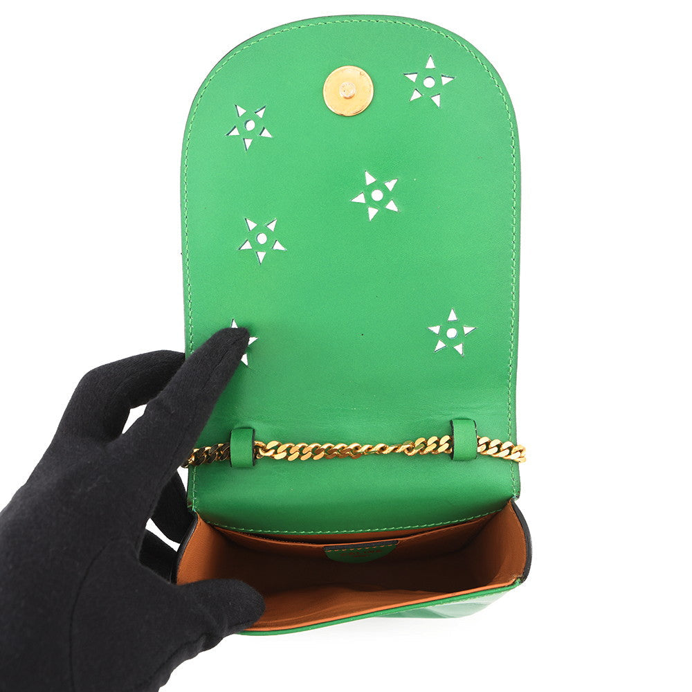 CELINE Star Ball ChainShoulder Bag Green Leather