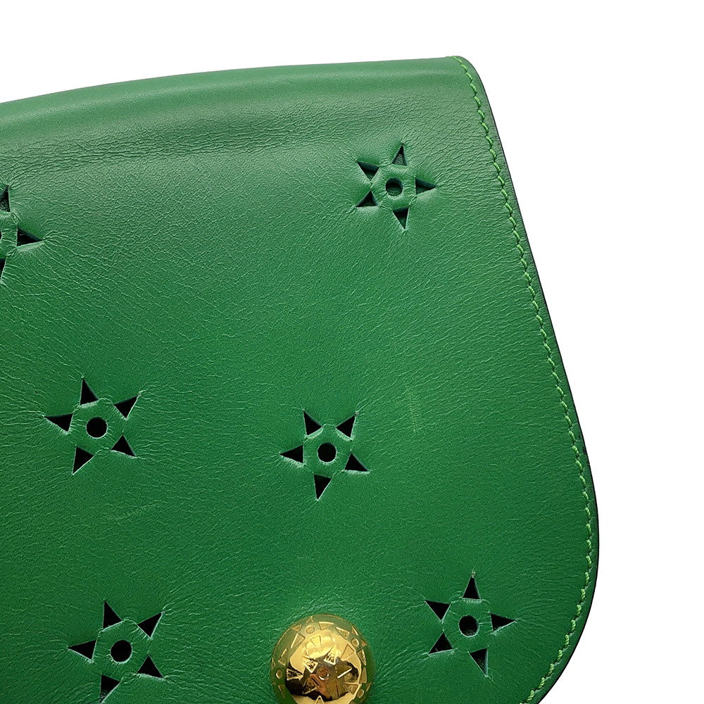 CELINE Star Ball ChainShoulder Bag Green Leather