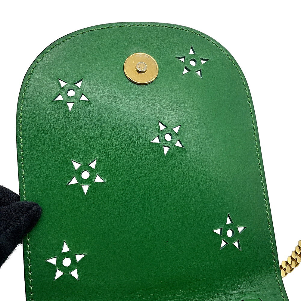 CELINE Star Ball ChainShoulder Bag Green Leather