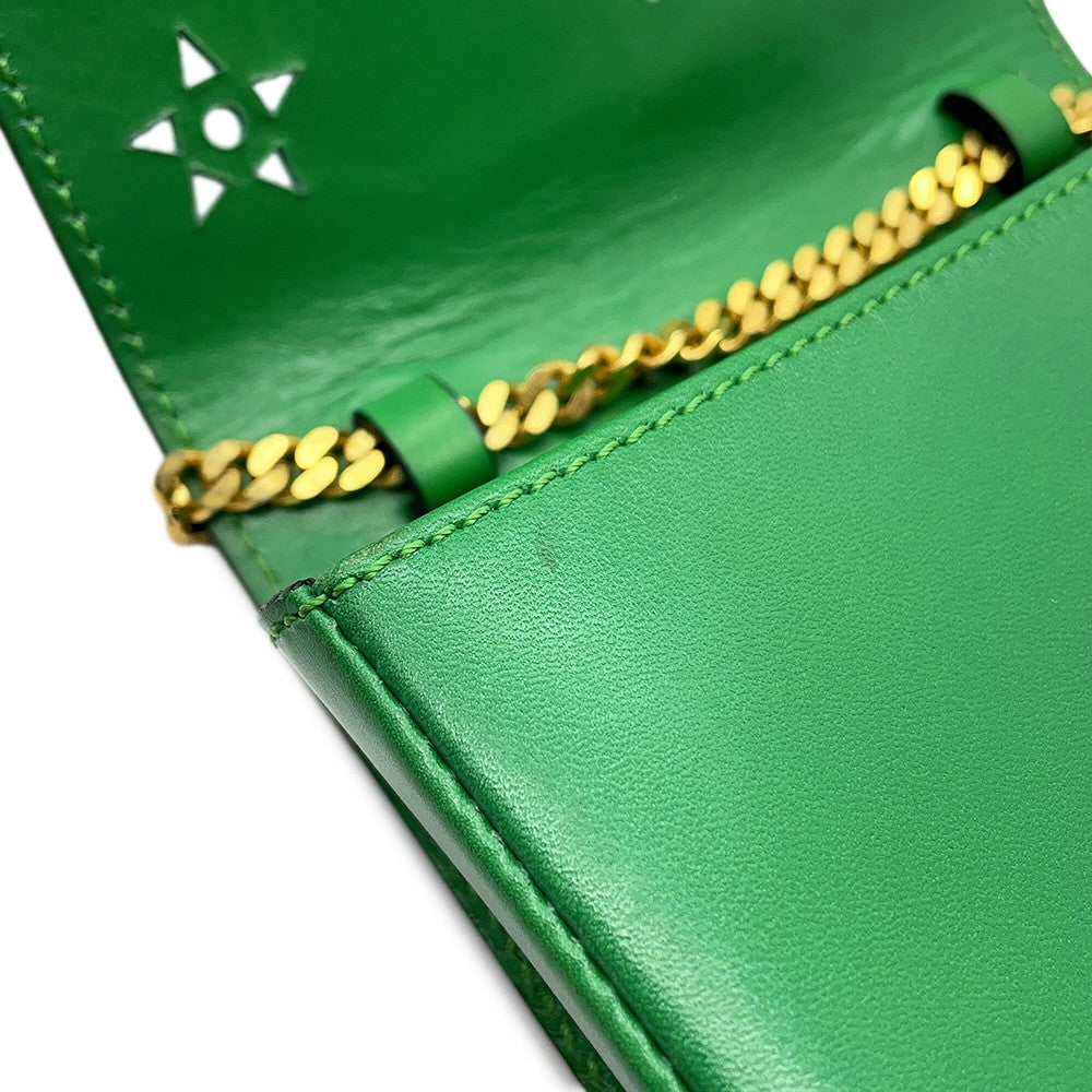 CELINE Star Ball ChainShoulder Bag Green Leather