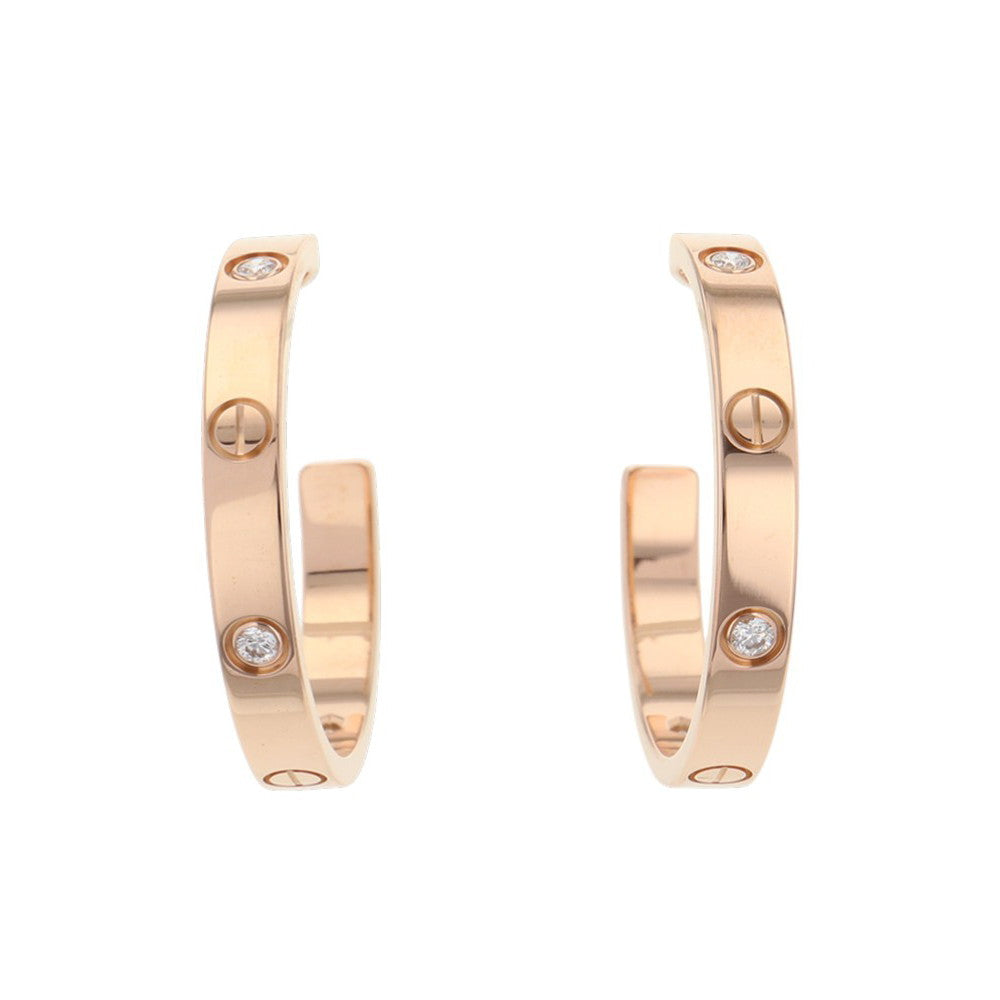 CARTIER Love Hoop Earrings Size MediumB8301433 18K Pink Gold
