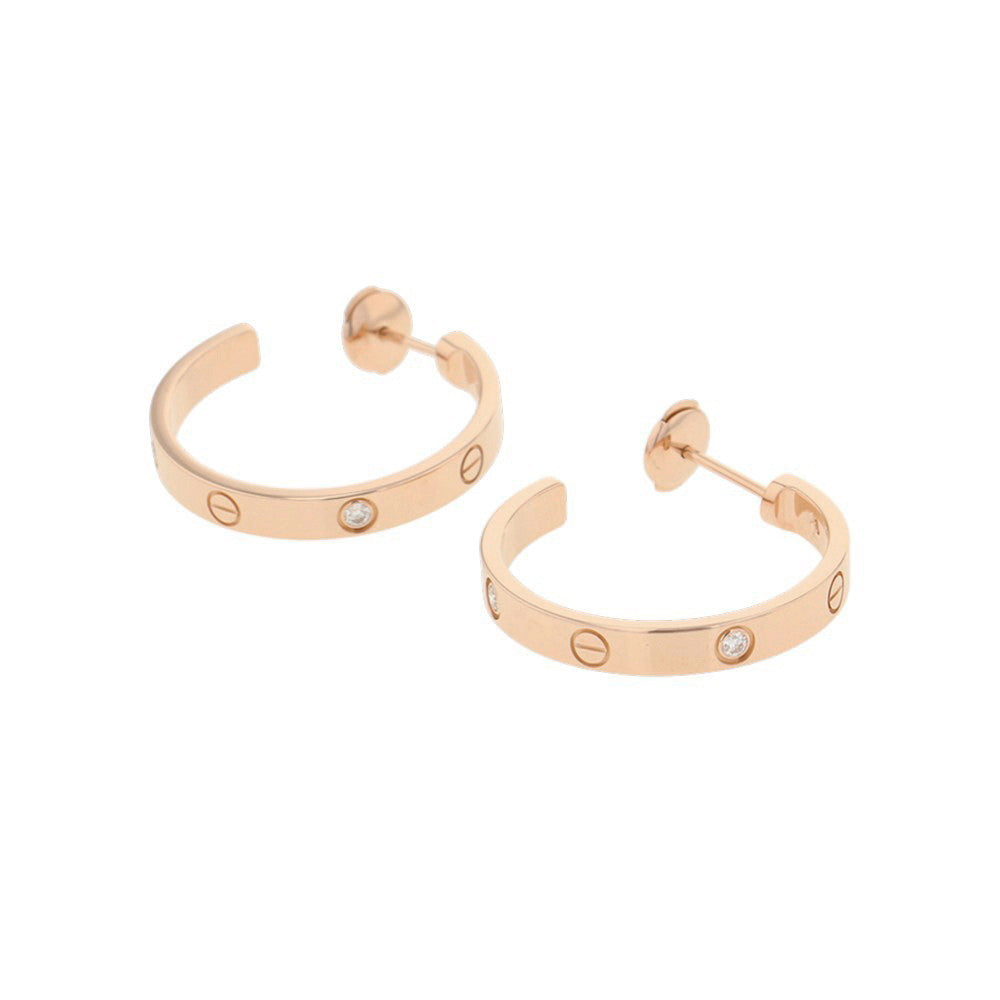 CARTIER Love Hoop Earrings Size MediumB8301433 18K Pink Gold