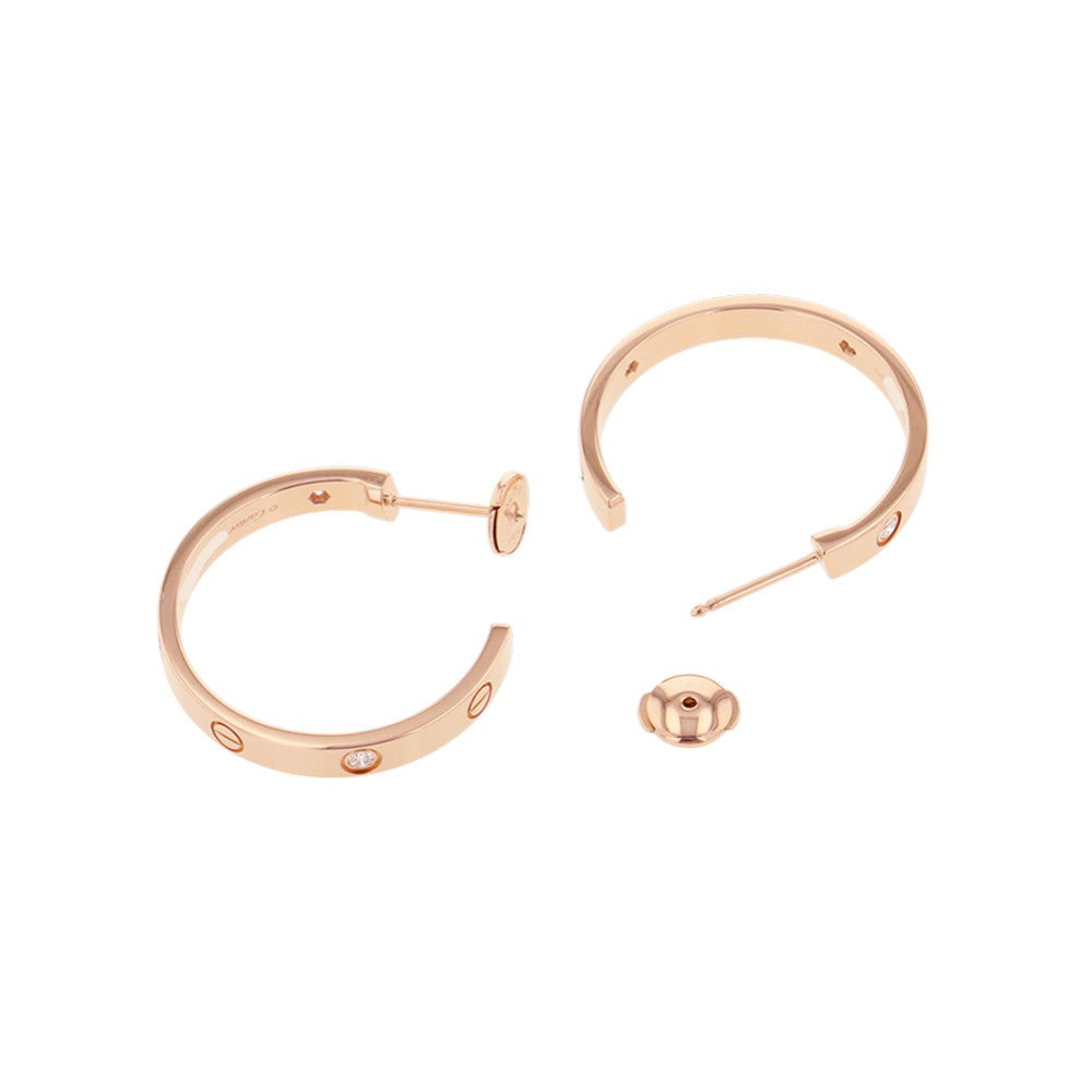 CARTIER Love Hoop Earrings Size MediumB8301433 18K Pink Gold
