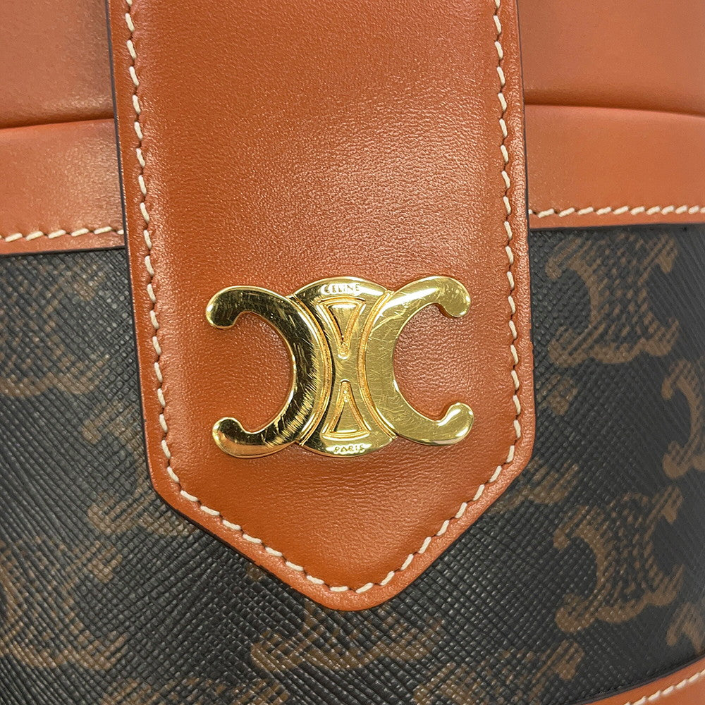 CELINE Triomphe Tambour Tan195192 PVC Leather Size Medium