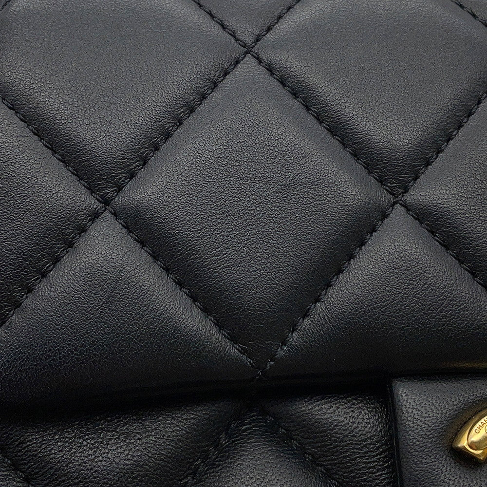 CHANEL Mini Matelasse Pearl Chainshoulder Bag BlackAS2855 Lambskin