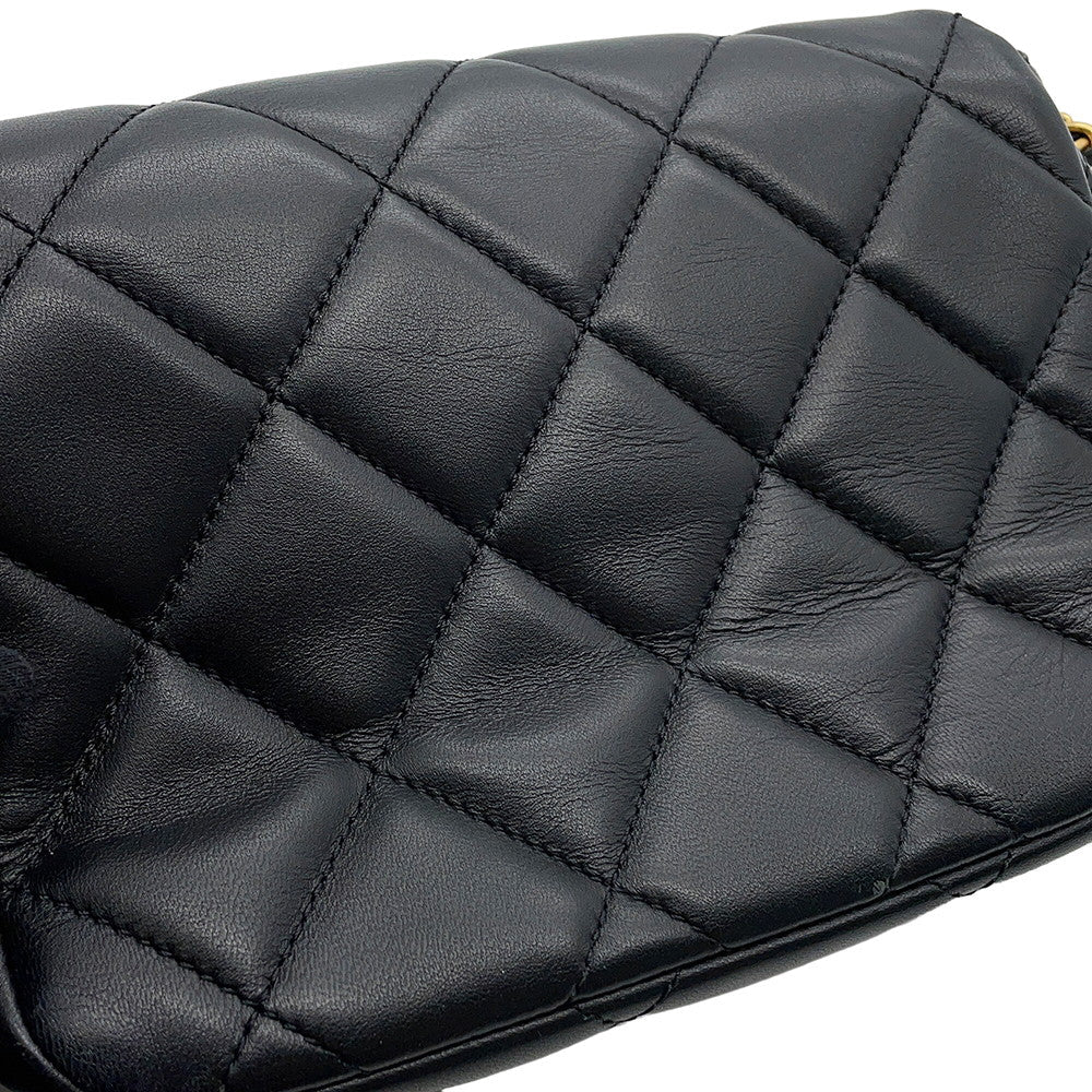 CHANEL Mini Matelasse Pearl Chainshoulder Bag BlackAS2855 Lambskin
