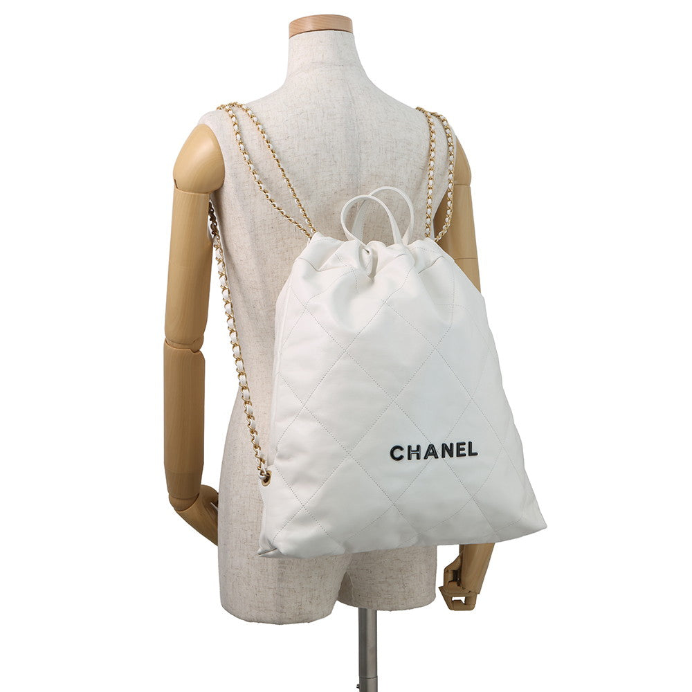 CHANEL CHANEL22 Backpack WhiteAS3313 Leather Size Large