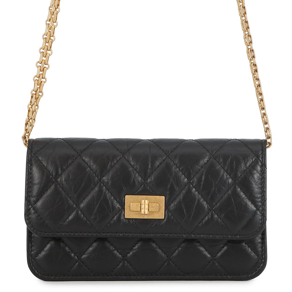 CHANEL Matelasse 2.55 Chain Wallet BlackAP3169 Aged Calf Leather