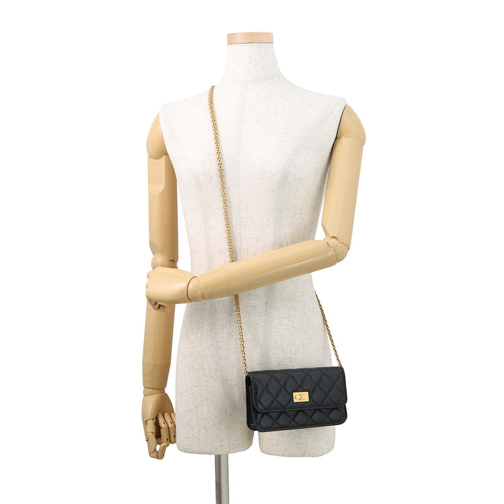 CHANEL Matelasse 2.55 Chain Wallet BlackAP3169 Aged Calf Leather