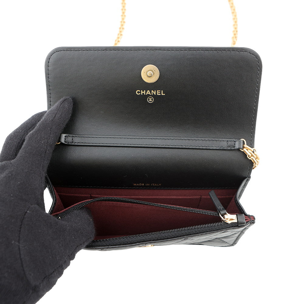 CHANEL Matelasse 2.55 Chain Wallet BlackAP3169 Aged Calf Leather
