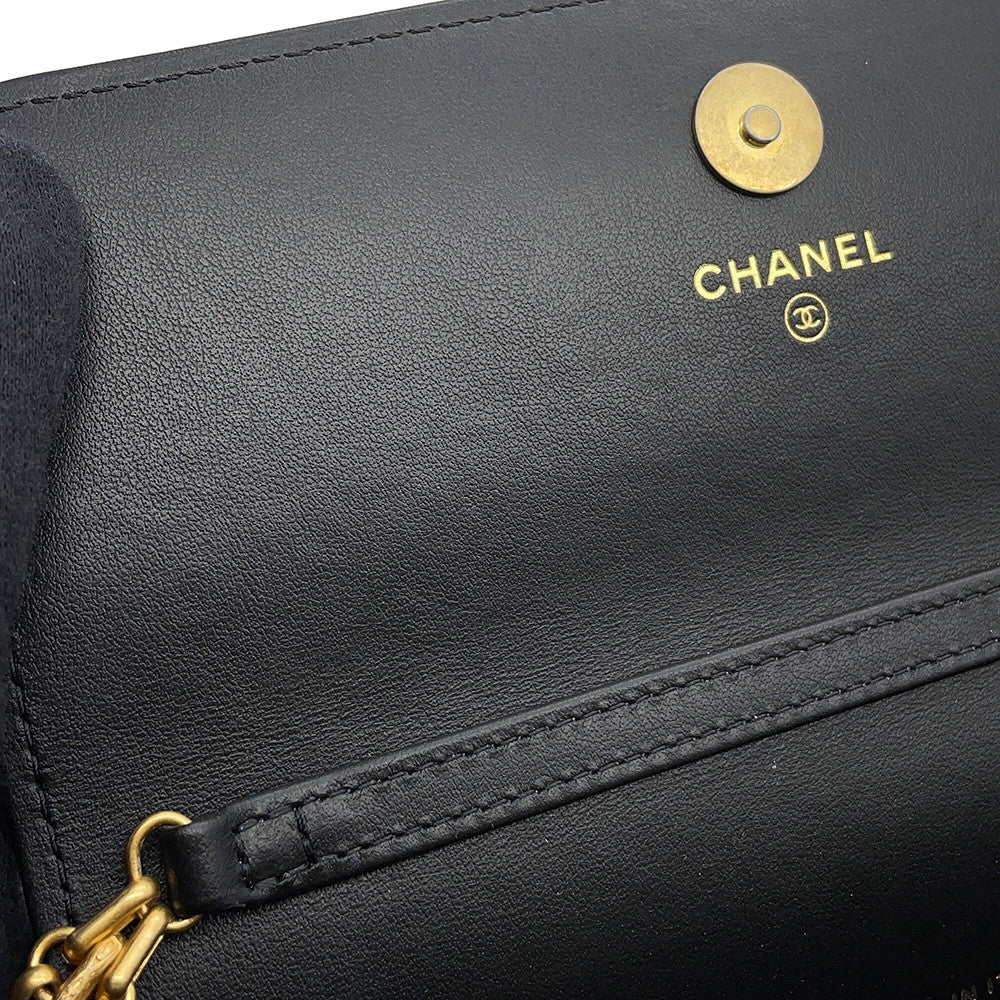 CHANEL Matelasse 2.55 Chain Wallet BlackAP3169 Aged Calf Leather
